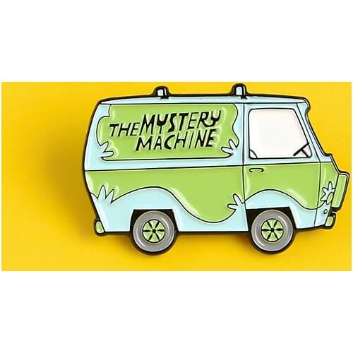 Magical green car enamel pins The Mystery Machine badges Solve trouble brooches for Backpack bag Lapel pin Cartoon Jewelry gifts