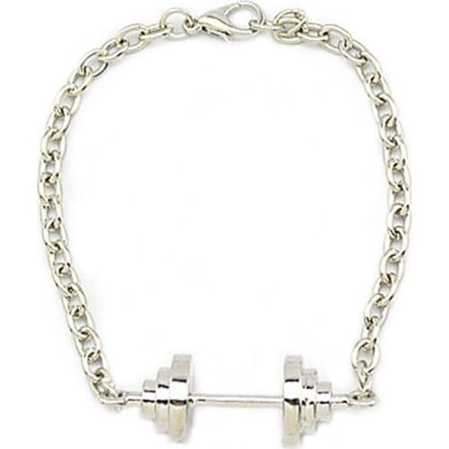 High Qualtiy Fashion Bodybuilding Gym Fitness Barbell Weightlifting Bracelet With Lobster Clasp
