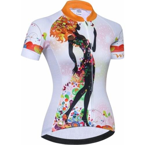 Weimostar Lady Cycling Bike Bicycle Clothing Clothes Women Cycling Jersey Jacket Flowers Cycle Shirt Top