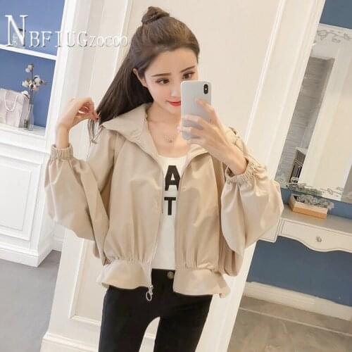 2020 Spring Summer Loose Women Coat Hooded Bat Sleeves Sunscreen Female Jacket