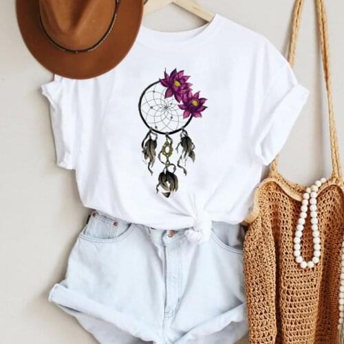 Women Vintage Flower New Cute Clothing 90s Aesthetic Cartoon Summer Lady Print Tee Graphic T Top Female Tshirts Clothes T-Shirt