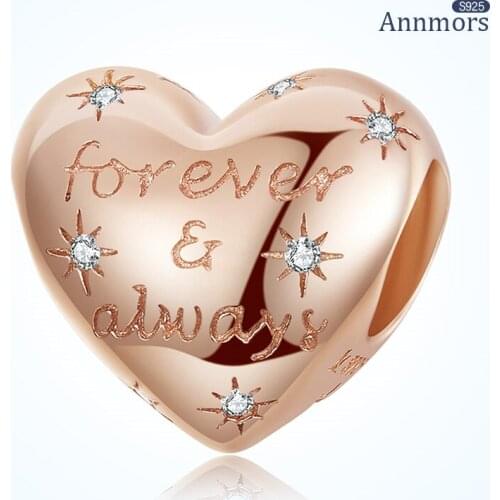 Gold Forever awlays Charms 925 Sterling Silver Fits Pandora Charms Bracelets for Woman Girl Beads Gifts for Women Necklace