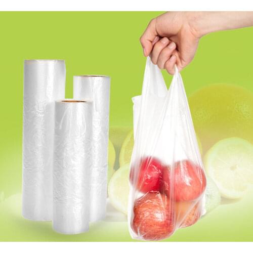 100 PCS Middle Size Kitchen Food Storage Bags Fresh Bag for Refrigerator Outdoor Handbag Carrying Fruit Snacks