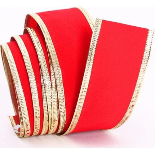 2'' (50mm) RED Flannel Red Ribbons wholesale gift wrapping decoration Christmas Flocking ribbons for Christmas Ornament