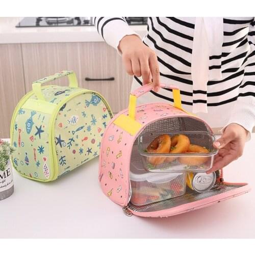 2019 Functional Pattern Cooler Lunch Box Portable Insulated Canvas Lunch Bag Thermal Food Picnic Lunch Bags For Women Kids