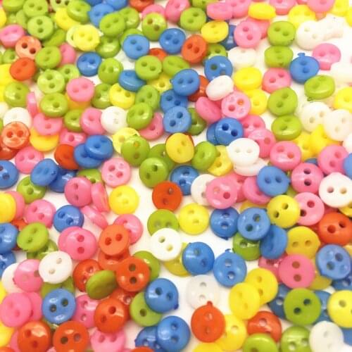 250pcs 6mm Mini Plastic Round Circle Doll 2 Holes Buttons DIY Handmade Sewing Flatback Accessory Dollmaking Soft Toys Clothes
