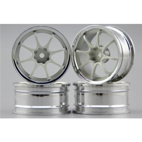 4pcs 1/10 Touring&Drift Wheel Rim W8S1CW(Chrome+Painting White) 3mm offset fits for 1:10 Touring&Drift Car 1/10 Rim 10288