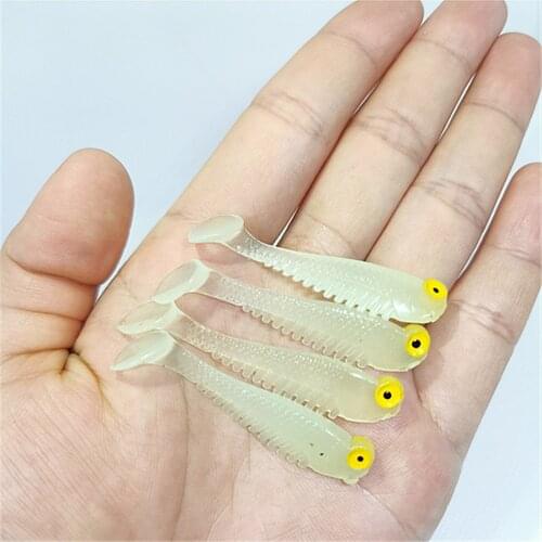 5PCS/lot Fishing Worm Soft Lures Easy Shiner Jig Wobblers for Carp Bass 50mm Minnow Bait Artificial Silica gel Swim Fish Bait