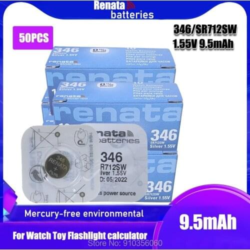 50PCS Renata 346 100% Original Brand New LONG LASTING SR712SW SR712 RENATA Watch Battery Button Coin Cell Swiss Made