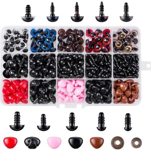 752 Safety Eyes and Noses with Washers, Colorful Plastic Safety Eyes and Noses In Various Sizes for Dolls, Stuffed Animals and T