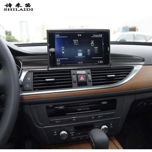 Car Styling Console Navigation Panel Air Cover Trim Carbon Fiber Stickers Gear Strip For Audi A6 C7 A7 Auto Interior Accessories