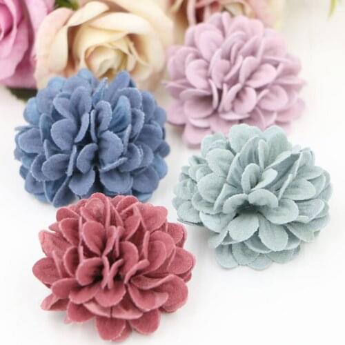 Free Shipping 20PCS Handmade Fabric Flower Button Crafts with Flatback Fit for Girls Hair Jewelry Clips Headband Decoration