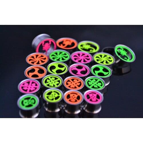 Free Shippment Lot 80pcs Body Jewelry - Mix styles Double Flare Ear Tunnels Plugs Screw on Gauges Mix Sizes 6mm-20mm