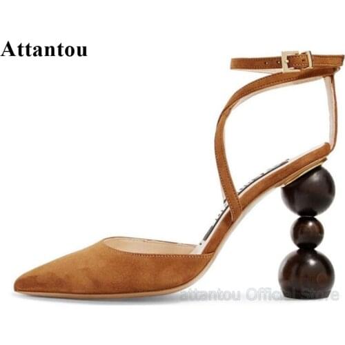 Unique Designer Building Blocks Chunky High Heel Sandals Sexy Pointed Toe Ankle Strappy Buckle Heeled Summer Sandalias Muje
