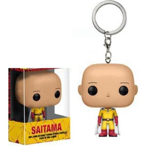 POP Anime One Punch Man Saitama Keychain Toys Action Figure Collectible Model PVC Dolls Keyring toys for Children Gift