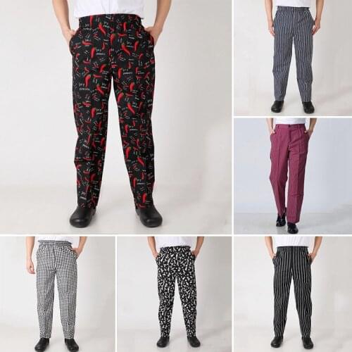 Chef Trousers Cook Uniform Pant for Man Chef Bottoms Elastic Waist Pants Work Wear Food Service Restaurant Kitchen Clothes