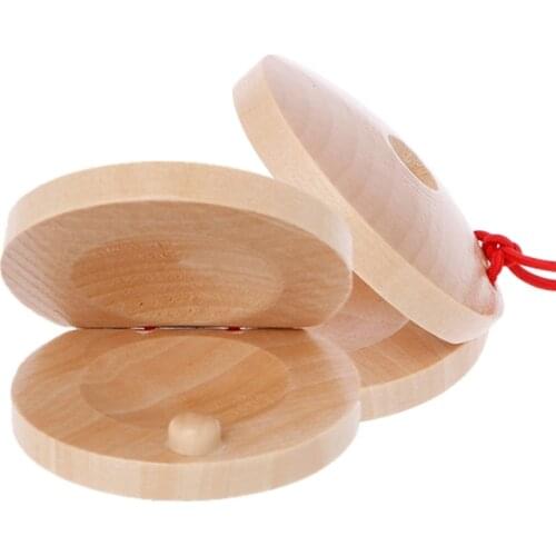 Wooden Castanets Wood Percussion Flamenco Musical Instrument Kids Children Toys