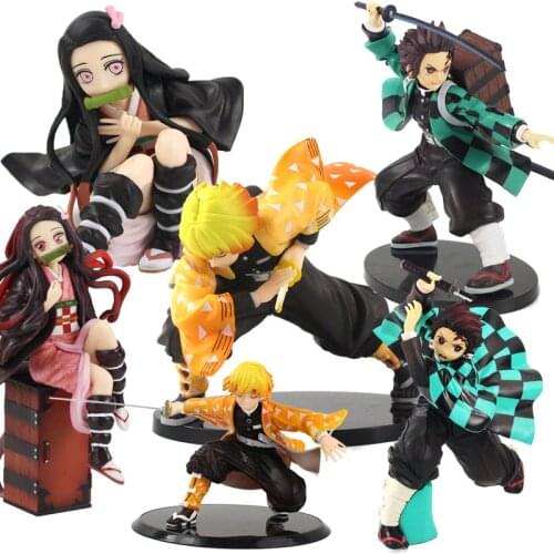 Kimetsu no Yaiba Nezuko Tanjirou Zenitsu Giyuu Inosuke PVC Action Figure Anime Demon Slayer Figurine Toys