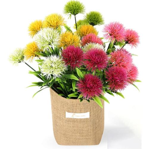 5Pcs Allium Pompon Artificial Flowers Fake Dandelions Round Ball Flower Bouquet For Home Decor Wedding Decoration Accessories