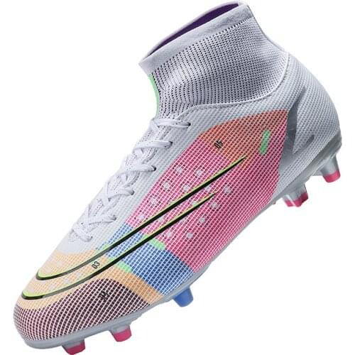 Quality New Men Football Boots High Ankle Soccer Shoe Boy Soft Groud Football Shoes Botas De Futbol Socks Cleats Training