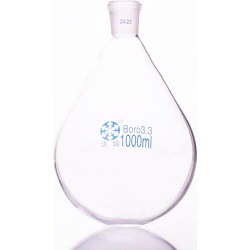 Flask eggplant shape,short neck standard grinding mouth,Capacity 1000ml and joint 24/29,Eggplant-shaped flask