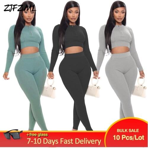 Bulk Items Wholesale Lots Rib Knit 2 Piece Sets Womens Outfits Casual Loungewear Tube Bandage Crop Top and Pant Sweat Suit New