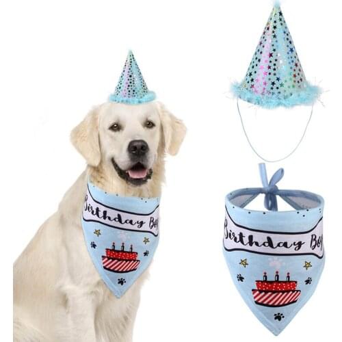 Legendog Pet Bandana Hat Set Funny Pet Birthday Decorations Dog Bib With Cat Party Hat Pet Supplies Pet Clothing Accessories