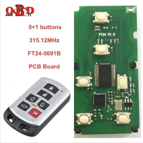 Lonsdor 315.12MHz Keyless Entry Remote Smart FT24-5691B PCB Board Fit for Toyota Sienna Van 2011-2019 Smart Car Remote Key