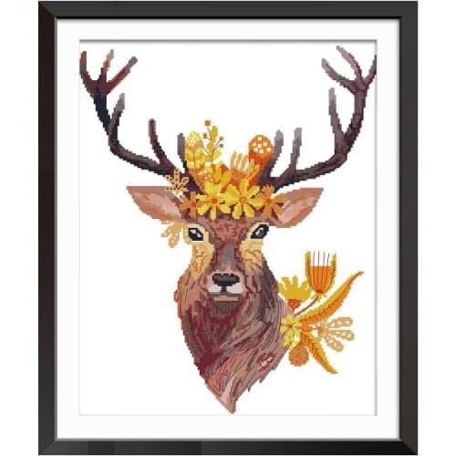 Elk cross stitch kit aida 14ct 11ct count printed canvas stitches embroidery DIY handmade needlework