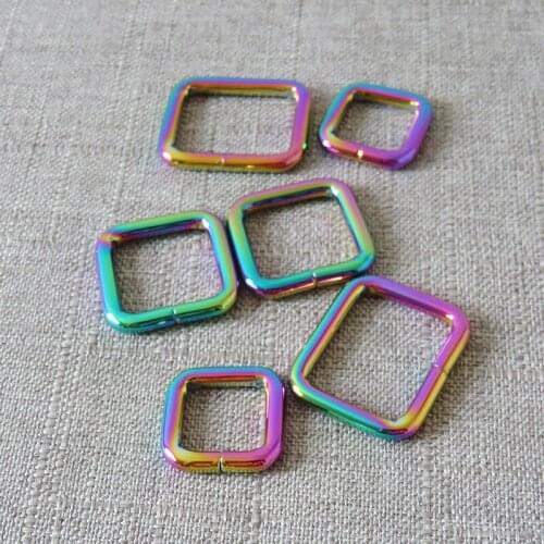 20Pcs/Lot Webbing Metal Belt Ribbon Buckle Square Rectangular Clasp Bag Handbag Backpack Straps Loop Dog Leash Sewing Accessory