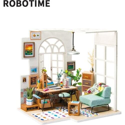 Robotime DIY Miniature Doll House with Furniture Toys for Children Wood Dollhouse Doll Accessories Girls Gifts SOHO Time DGM01