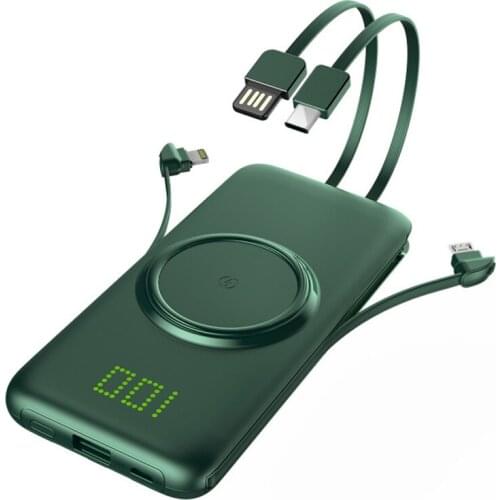 20000 mAh large capacity mobile power supply with cable, outdoor Mini ultra-thin charger can be charged wirelessly