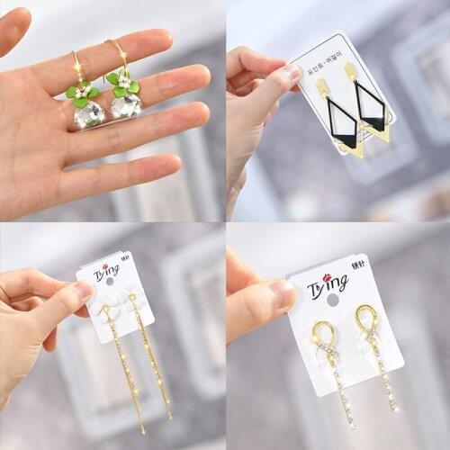 Fashion Exquisite Needle Long Tassels Crystal Flower Dangle Earrings Sweet Heart Star Sequins Statement Earrings Jewelry