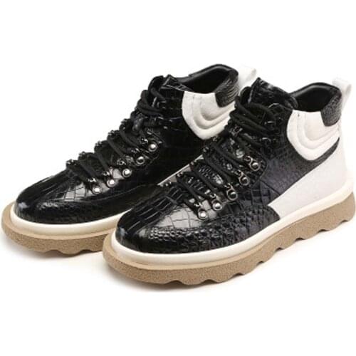 Linshe new crocodile Men shoes tide 2021 new arrival High cut men crocodile shoes leisure Short boots Martin boots