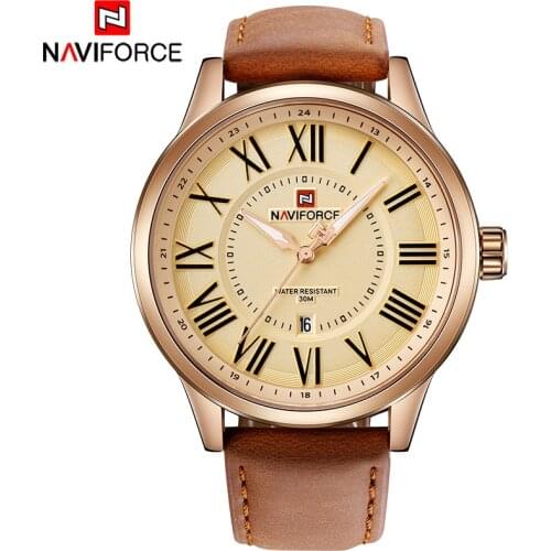 2018 New NAVIFORCE Brand Men Quartz Watches Leatehr Waterproof Analog Watches Mens Date Casual Clock Rome Time Relogio Masculino