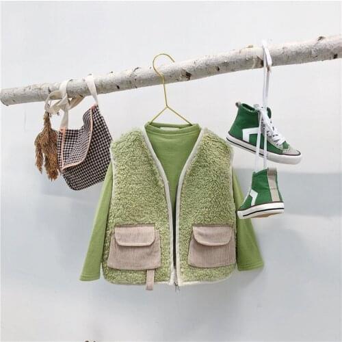 Autumn And Winter New Boys' And Girls' Wheat Fleece Vest ChildrenS Thickened One-Piece Lamb Fleece Vest BabyS Vest