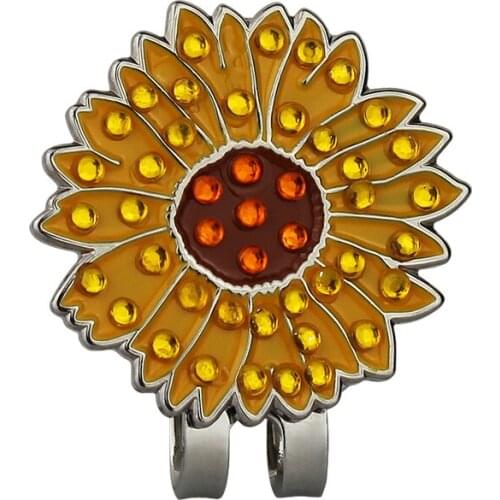 New Bling bling Sunflower Fine Metal Alloy Golf Marker Golf Cap Clip Golf Hat Clip Golf Ball Mark Ball Position Drop Ship