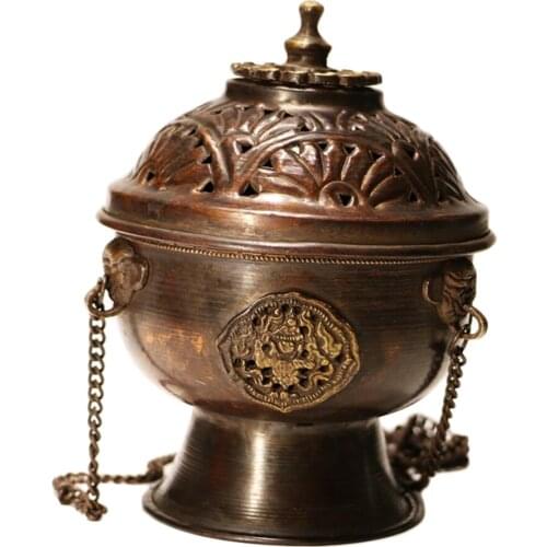 Handmade Buddha Tibetan Hanging Incense Burner Charcoal Censer Church Altar