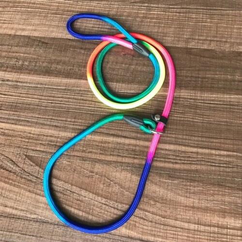 Rainbow P Chain Dog Leash Slip Collar pet Walking Leads Nylon colorful dog training Rope pet Traction For small Medium Dogs