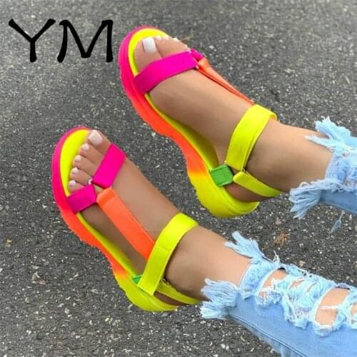 2020 INS Hot Sale Women Sandals Summer Shoes Woman Peep-toe Comfortable Sandals Slip-on Flat Casual Shoes Sandals Female Plus 43