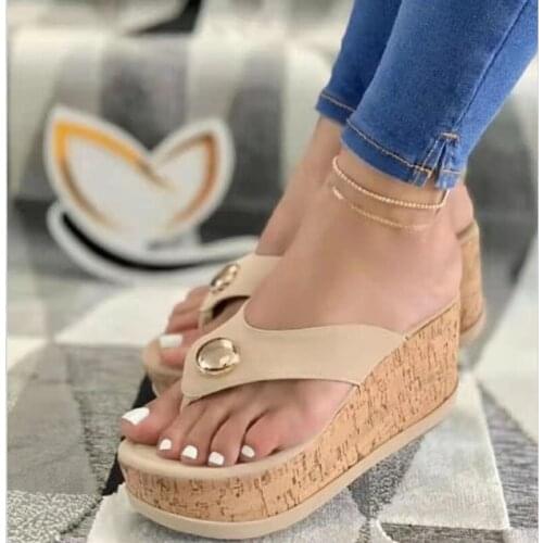 New Summer Sandals Women Solid Color Platform Peep Toe Beach Sandals Ladies Slip on Wedges Sandals Straps Sandalias De Mujer