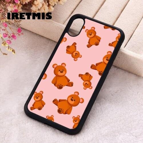 Iretmis 5 5S SE 2020 Phone Cover Case for iPhone 6 6S 7 8 Plus X Xs XR 11 12 Mini Pro Max Silicone bear love teddy baby bear