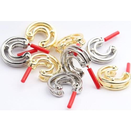 Zinc Alloy Gold C-shaped Base Earring Connector 20mm 6pcs/lot DIY Jewelry Making Supplies Wholesale