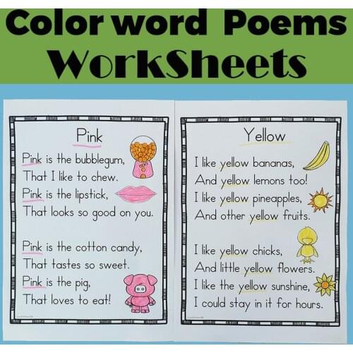 Number/Color Word Poems for Shared Reading Children Learning English Workbook Educational Exercise Training Educational Book