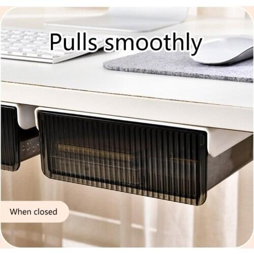 STOMMIHO Under Table Drawer Hidden Storage Box Self Pen Pencil Tray Holder Desk Home Office Stationery Sundries Organizer