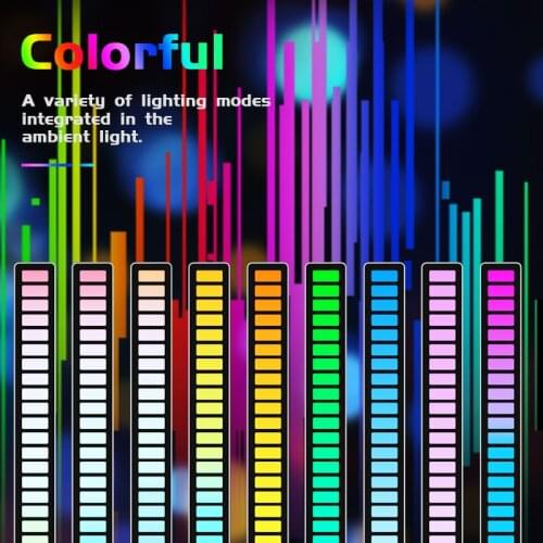 New Car LED Strip Music Sound Control Rhythm Light Bar RGB Atmosphere Lights Tube USB Recharge Energy-Saving Ambient Lamp