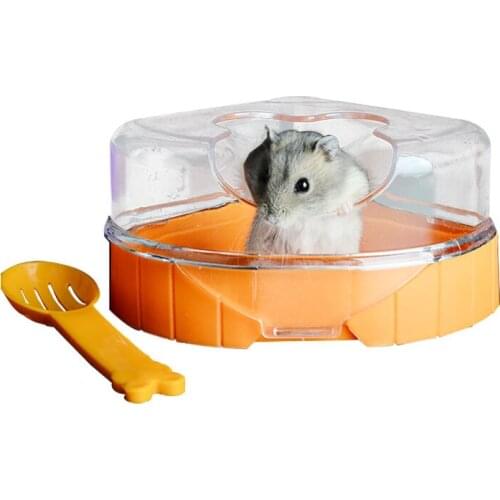 Transparent Sand Bathroom Bear Detachable Hamster Sand Bathtub Clear Sand Bath Container for Small Animal Supplies