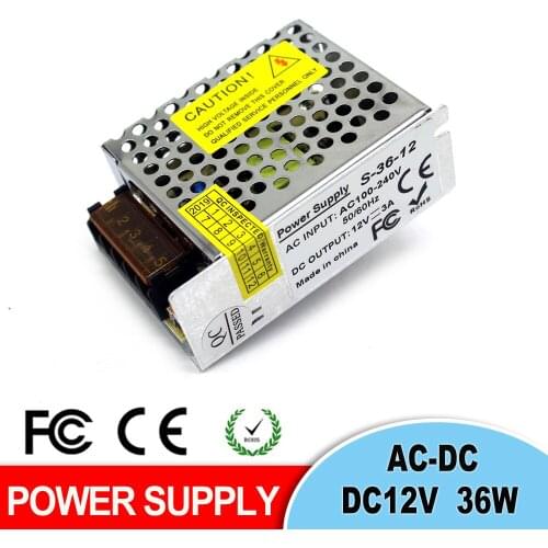 Power supply Switch DC12V 3A 36W Led Driver Transformer 100-240V AC TO DC 12V USP for Led Strip Light Lamp CCTV 3D Printer CNC