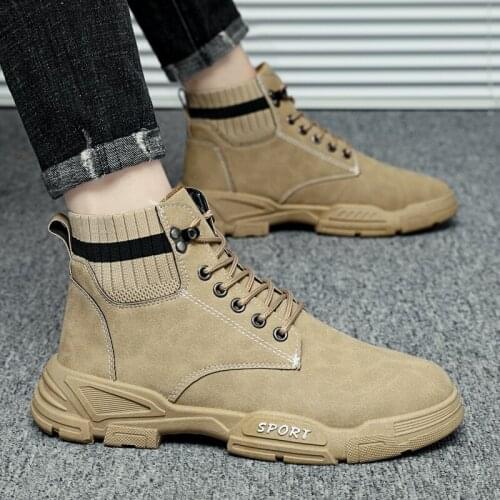 High Top Men Boots Fashion Martin Mens Sneakers 2021 Winter Warmest Lace Up Platform Shoes Social Motorcycle Cowboy Boots F19