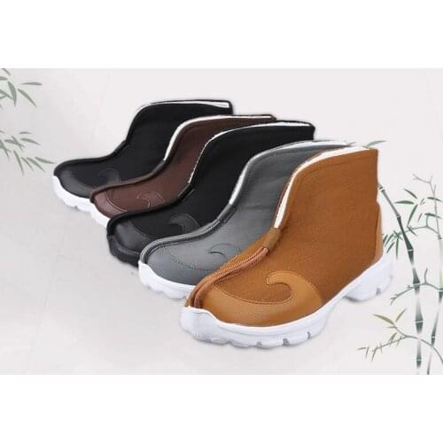 High quality EU34~46 winter warm black/coffee buddhist zen lay meditation arhat sneakers shaolin monk kung fu martial arts shoes